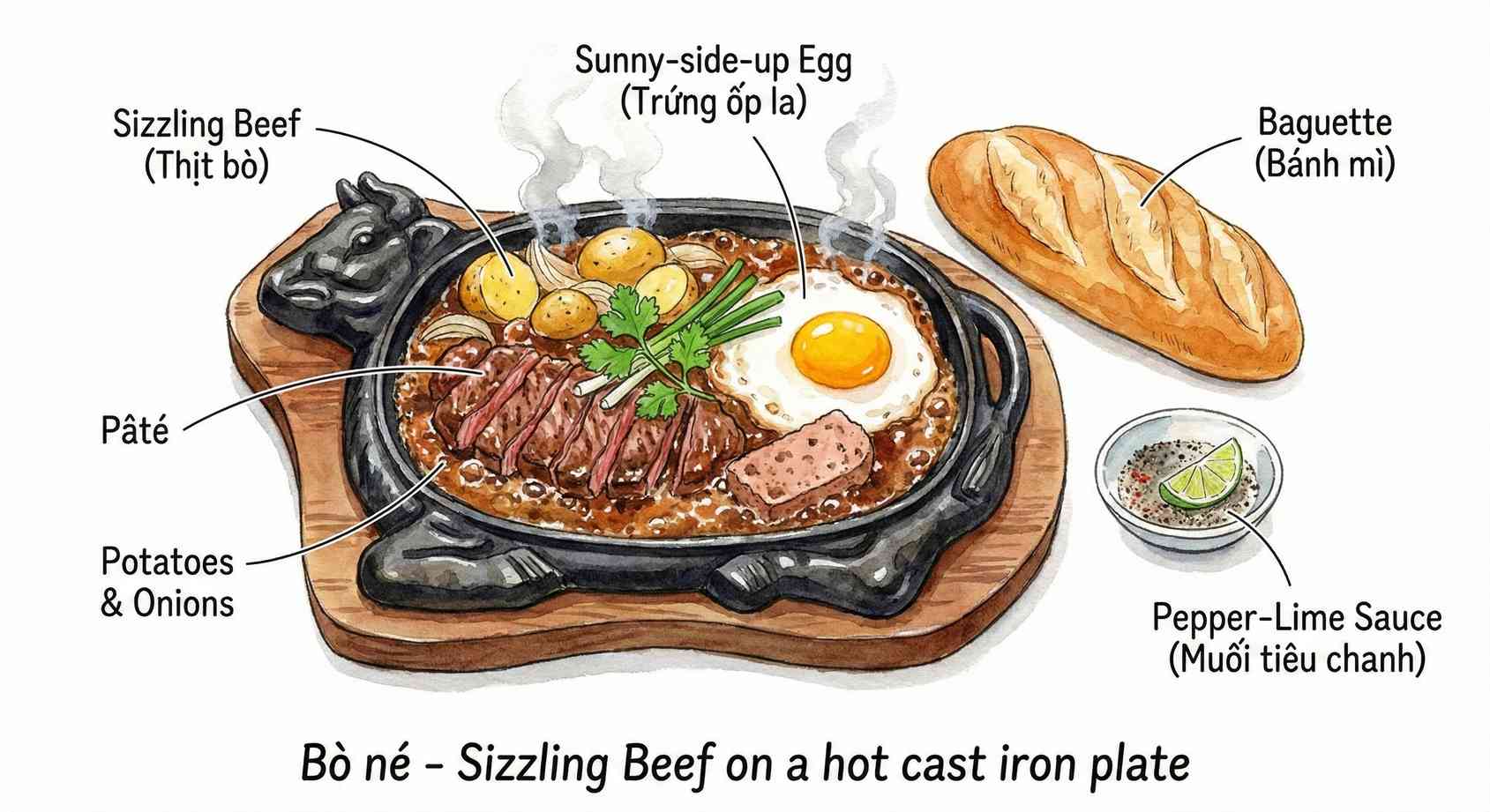 Bò Né ingredients sketch